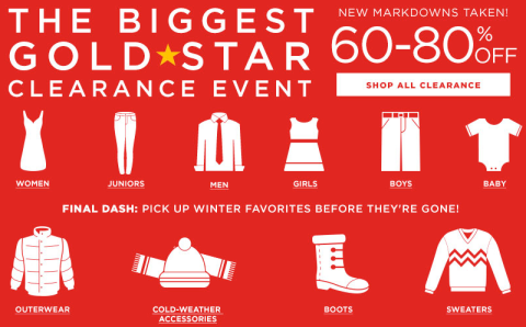 Kohl's.com: Up to 80% Off Gold Star Clearance Event + Extra 15-20