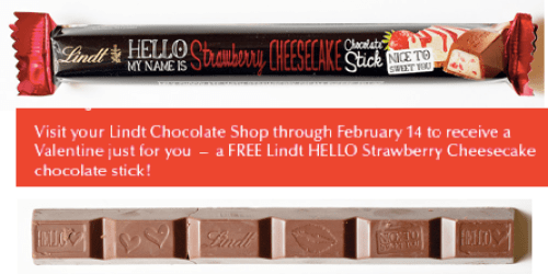 Lindt Chocolate Shop: Free HELLO Strawberry Cheesecake Chocolate Stick + More