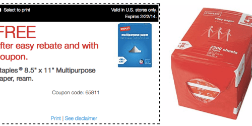 Staples: FREE Copy Paper & 5-Ream Case $2 (After Easy Rebate) + 25% Off Crayola Products & More