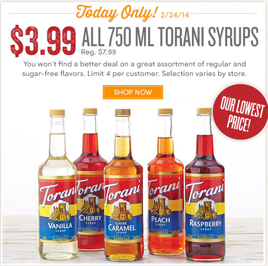 World Market Torani Syrups 750 ml Only 3.99 Regularly 7.99 (Today