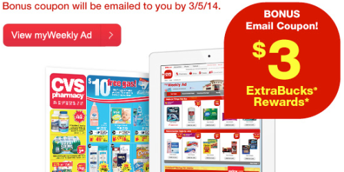 CVS: Possible FREE $3 ExtraBucks Reward Offer When You Sign Into myWeekly Ad (Select Members)