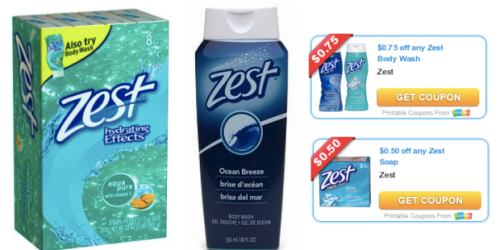 New $0.75/1 Zest Body Wash & $0.50/1 Zest Bar Soap Coupons = Nice Deals at Family Dollar and Walmart