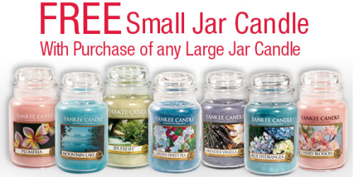 Yankee Candle: FREE Small Jar Candle with Purchase of ANY Large Jar Candle (Valid Through March 6th)