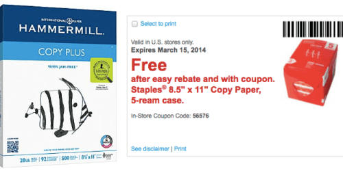 Staples: *HOT* FREE 5-Ream Case Of Copy Paper (After Easy Rebate) + Much More