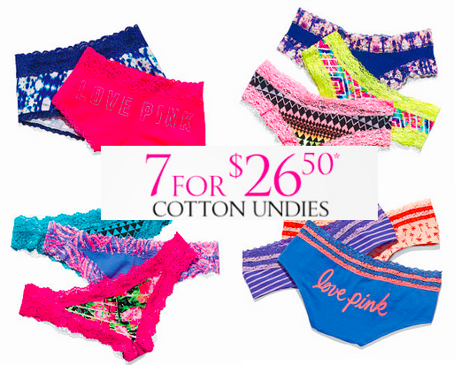 Victoria's Secret: 7 Cotton Panties for $26.50 + Select Bras On