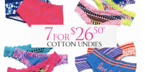 Victoria’s Secret: 7 Cotton Panties for $26.50 + Select Bras On Sale 2/$42 + Free Secret Reward Card