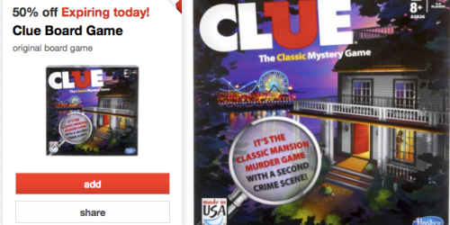 Target: 50% OFF Original Clue Board Game Cartwheel Offer = As Low As $5 (Valid Today Only!)