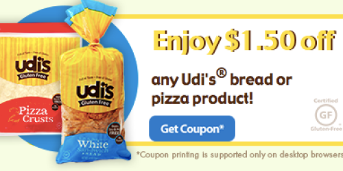 High Value $1.50/1 Udi’s Gluten-Free Bread or Frozen Pizza Product Coupon