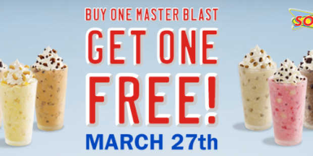 Sonic Drive-In: Buy 1 Get 1 Free Master Blast (3/27 Only)