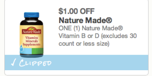 New $1/1 Nature Made Vitamin B or D Coupon = Great Deals at CVS, Walgreens & Rite Aid