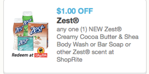 New $1/1 Zest Body Wash or Soap Coupon (No Size Exclusions!) = FREE at Dollar Tree & Walmart