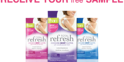 FREE Ban Total Refresh Body Cooling Cloths Sample