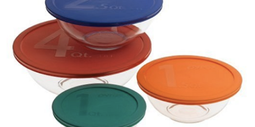 Amazon: Pyrex 8-Piece Glass Mixing Bowl Set with Colored Lids Only $13.49