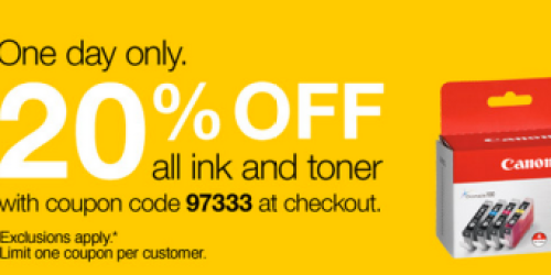 Staples: 20% Off Ink & Toner – Today Only (+ Free Crayola Markers & BIC Pencils Starting 4/13)