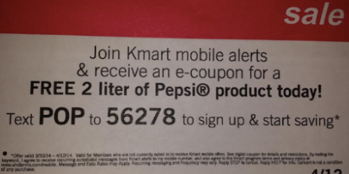 Kmart: FREE Pepsi 2-Liter (Text Offer)