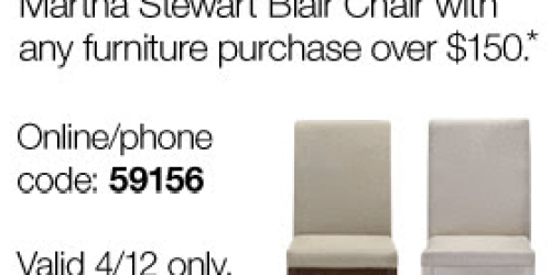 Staples.com: FREE Martha Stewart Chair ($59.99 Value!) with $150+ Furniture Purchase – Today Only