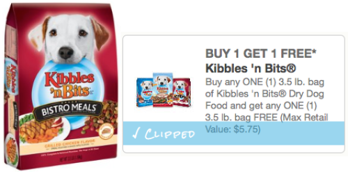 Rare Buy One Kibbles ‘n Bits Dry Dog Food 3.5lb Bag, Get One FREE Coupon (Up to $5.75 Value)