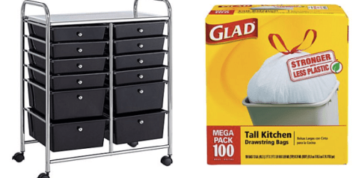 Staples.com: *HOT* 12 Drawer Rolling Organizer Cart AND 100 Count Glad Trash Bags ONLY $35.98 Shipped ($95+ Value)
