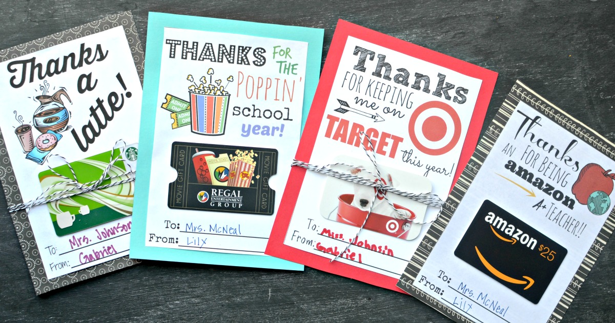 Teacher Gift Card Templates for , Apple, Target and Starbucks –  PrintAParty