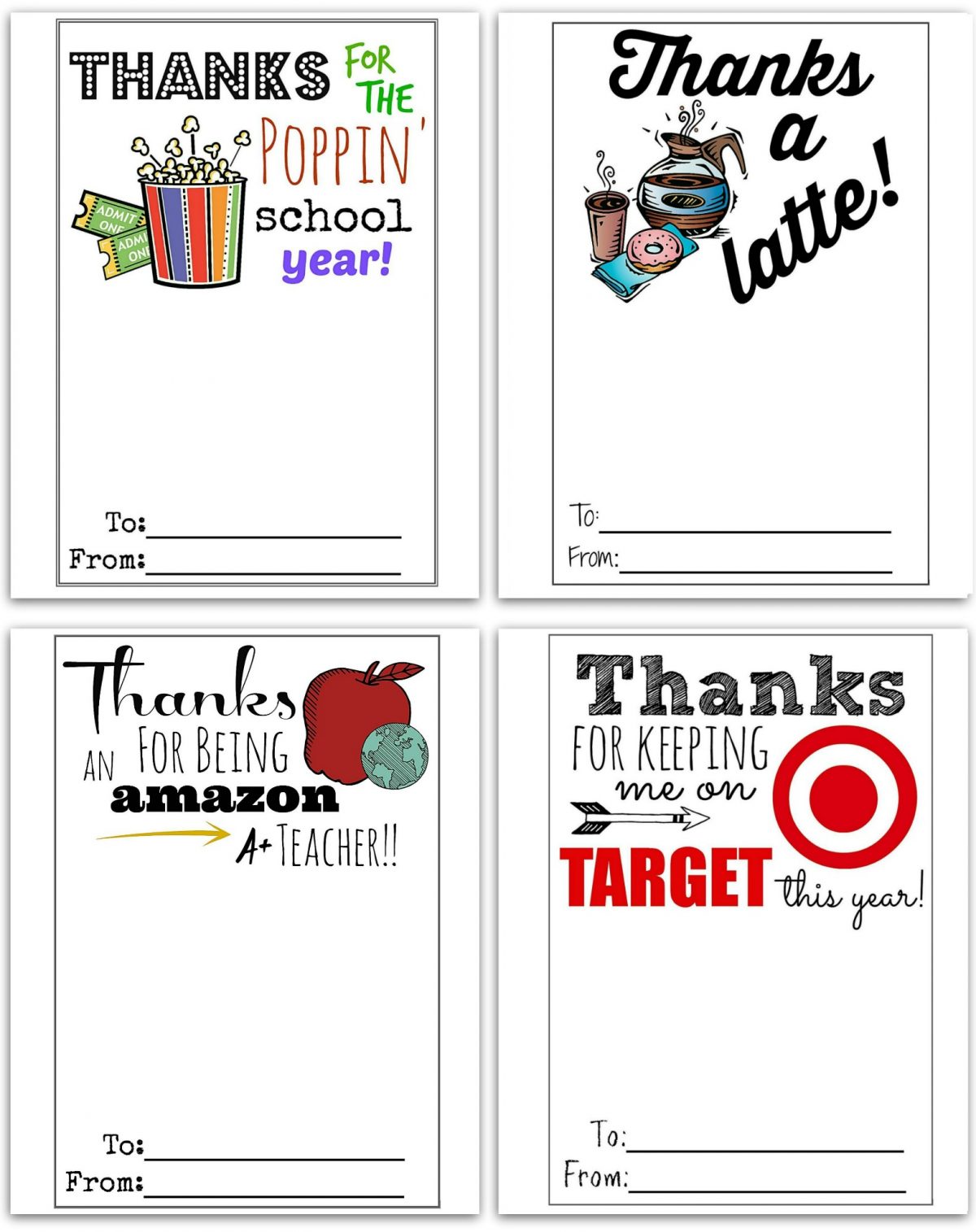 Free Printable Gift Card Holders for Teacher Gifts