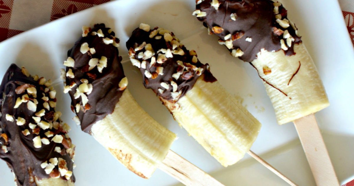frozen banana dessert with chocolate and nuts