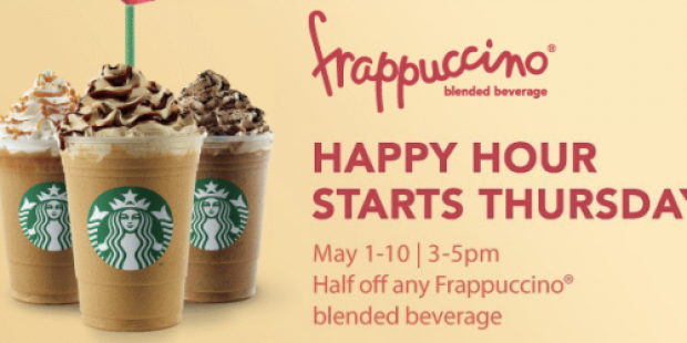 Starbucks Happy Hour: 50% Off Any Frappuccino Beverage 3PM-5PM (Starts Today)