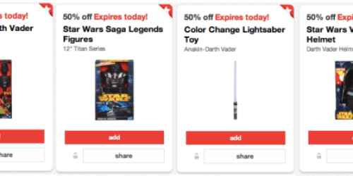 Target: 50% Off Various Star Wars Toys Cartwheel Savings Offers (Valid Today Only!)