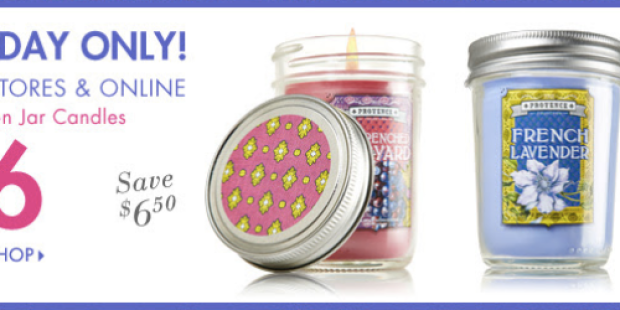 Bath & Body Works: Mason Jar Candles As Low As $5.20 Each Shipped Today Only (Regularly $12.50!)