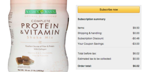 Amazon: Nature’s Bounty Protein Shake Mix 1-Pound Canister Only $6.02 Shipped (Reg. $17.99!)