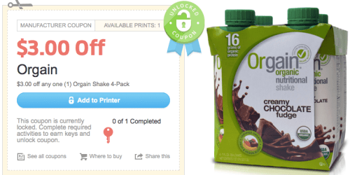 High Value Orgain Organic Shakes Coupon = Only 25¢ Per Shake at Walgreens (After Coupon & Ibotta)