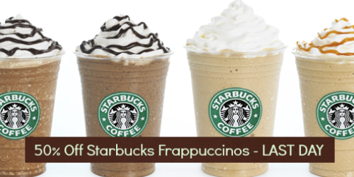 Starbucks Happy Hour: 50% Off Any Frappuccino Beverage from 3PM-5PM – LAST DAY