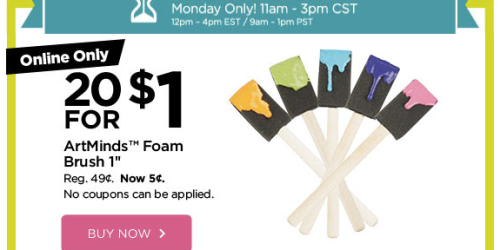 Michaels.com Flash Sale: 1″ Foam Brushes Only 5¢ Each (Noon-4PM EST) + Great Deal on Desk