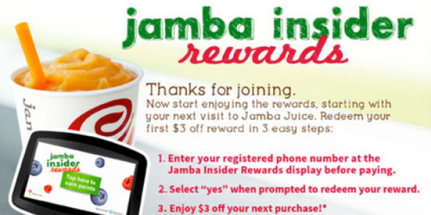 Jamba Juice Insider Rewards: Free $3 Credit When You Join + Free Juice or Smoothie on Your Birthday & More