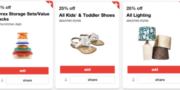 Target: High Value Cartwheel Offers – 25% Off Pyrex Storage Sets, Lighting, Kids’ & Toddler Shoes + More