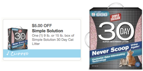 $5/1 Simple Solution 30 Day Cat Litter Coupon
