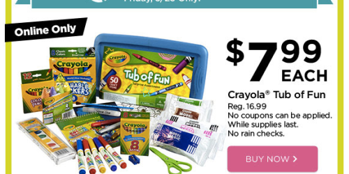 Michaels.com Flash Sale: Crayola Tub of Fun Only $7.99 (+ Extra 25% Off Entire Purchase Including Sale Items)