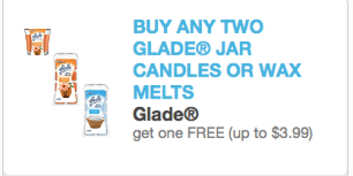 New Buy ANY 2 Glade Jar Candles or Wax Melts, Get 1 Free Coupon (+ Target Scenario)