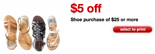 $5 Off $25 Shoe Purchase Coupon 