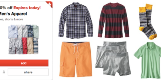 Target: 40% Off Men’s Apparel Cartwheel Offer Valid Today Only (+ Pair w/ Target Store Coupons)