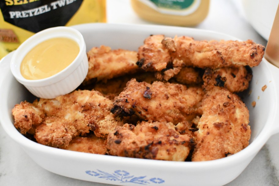 air fryer chicken tenders with honey mustard dressing for dipping