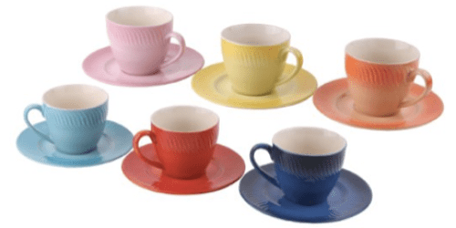 Amazon: Set of 6 Colorful Ceramic Espresso Cups with Saucers Only $6.95