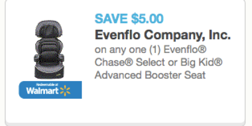 Rare & High Value $5/1 Evenflo Chase Select or Big Kid Advanced Booster Seat Coupon