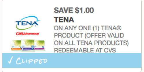 New $1/1 ANY Tena Product Coupon = FREE Pads or Liners at CVS (Starting June 8th – Print Now!)