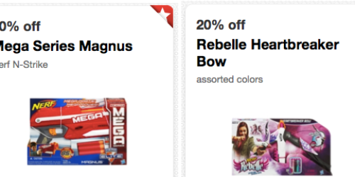 Target: 20% Off Select Nerf Toys = Great Deals on Rebelle Bow, Mega Series Magnus Blaster & Refills