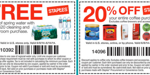 New Staples Coupons (20% Off Coffee, 50% Off Paper, Free Water with Purchase + More!)