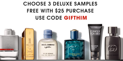 Sephora.com: 3 FREE Deluxe Men’s Samples with $25 Purchase + 3 More FREE Samples with ANY Purchase