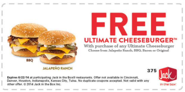 Jack in the Box: Buy 1 Ultimate Cheeseburger, Get 1 Free