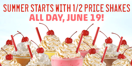 Sonic: 1/2 Price Shakes All Day (June 19th)