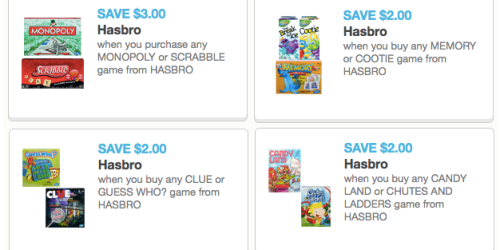 New Hasbro Coupons (Including Monopoly, Memory, Cootie, Guess Who & Much More!)