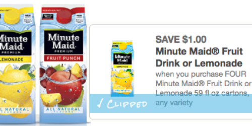 New $1/4 Minute Maid Fruit Drink or Lemonade Cartons Coupon